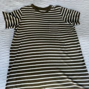 Everlane Striped Olive and White T-Shirt